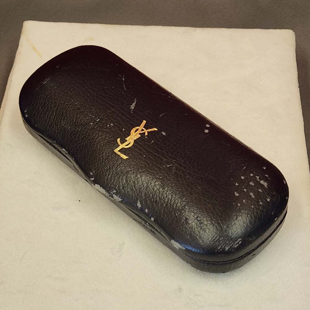 Vintage Yves Saint Laurent YSL Black Leather Hard Eyeglass Case